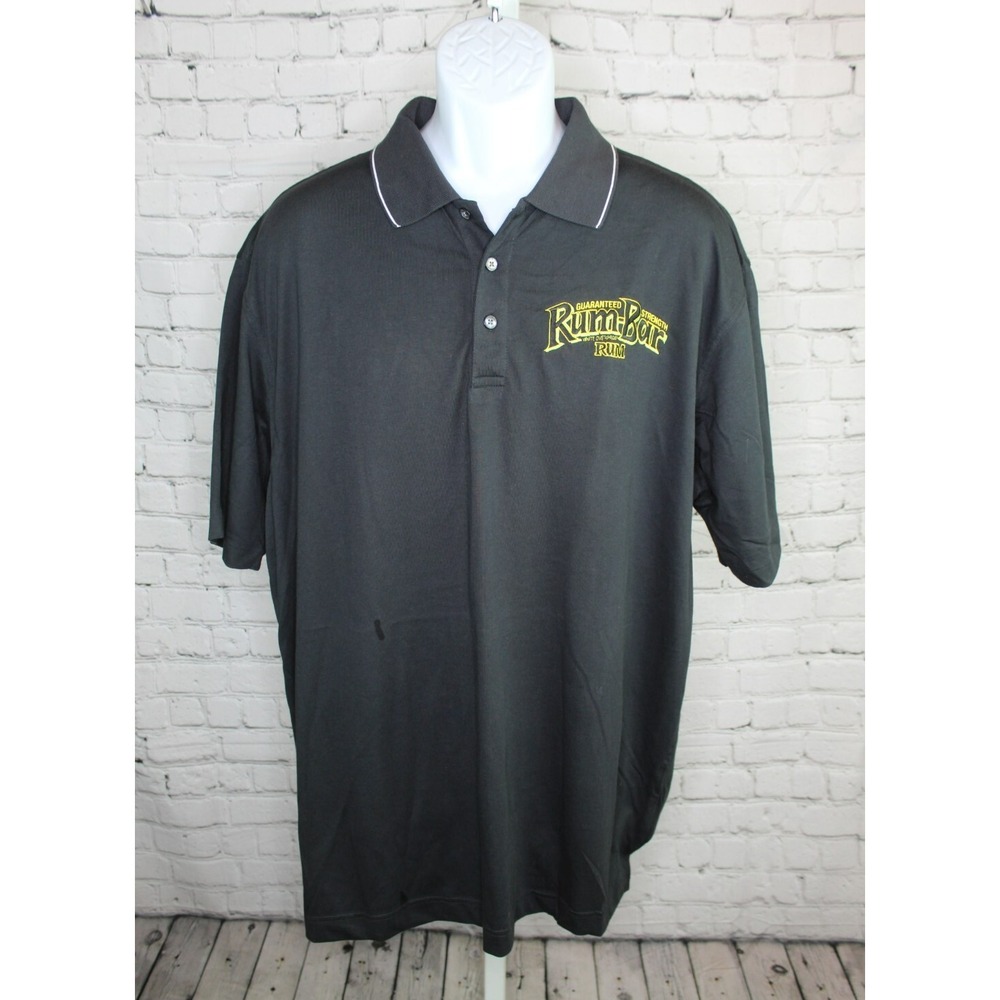 NIKE Golf Polo RUM-BAR Rum Shirt Mens XL LOGO Bartender Dri Fit Black New